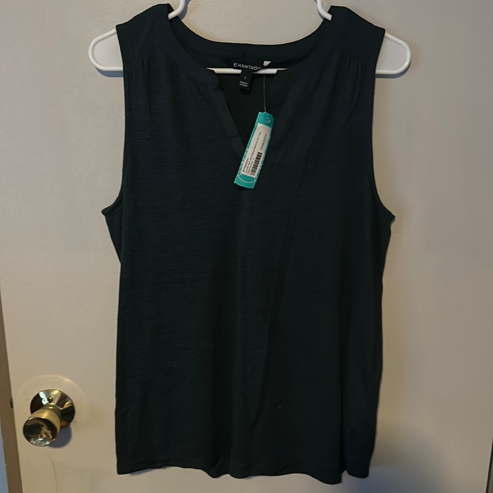 41 HAWTHORN Zariyah Split Neck Mixed Material Knit Top Dark Green